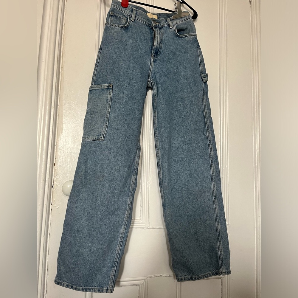 Relaxed 100% Cotton Jeans with Wide-Leg Fit